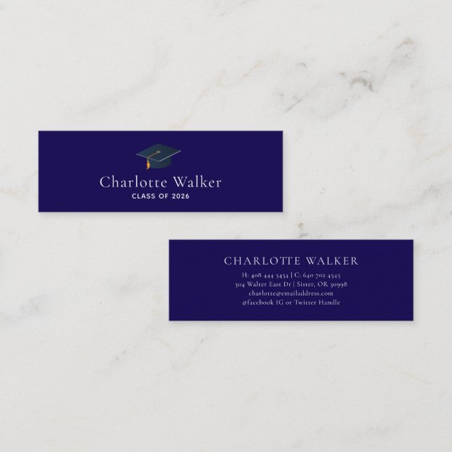 Custom Graduation Cap & Social Media Info Calling Card (Front/Back)
