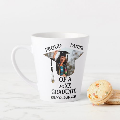 Custom Graduation cap tassel photo proud father Latte Mug