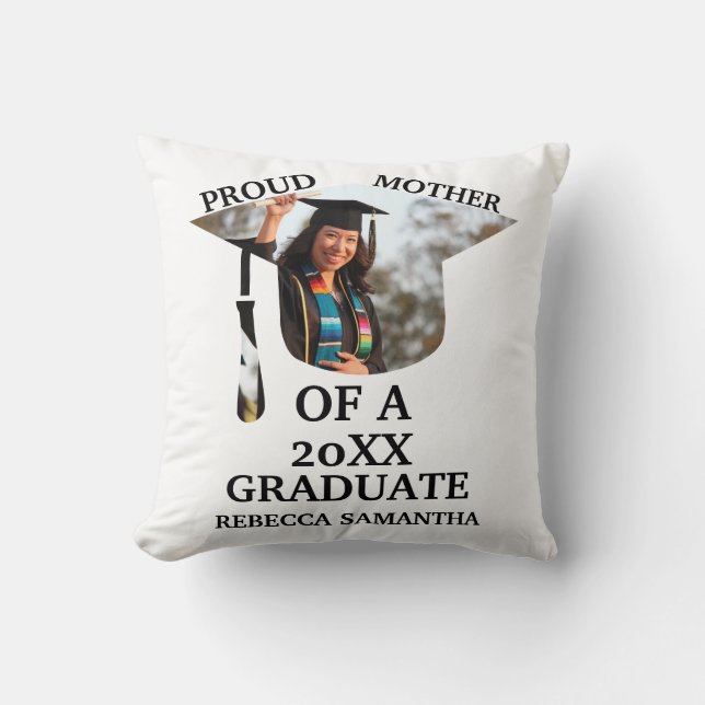 Custom Graduation cap tassel photo proud father Throw Pillow (Front)