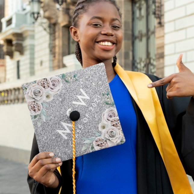 Custom Graduation Cap Topper | Silver Glitter (Creator Uploaded)