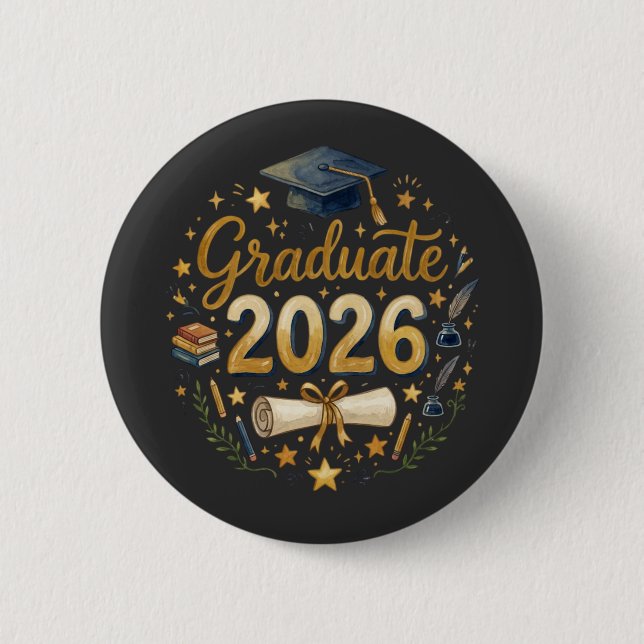 Custom Graduation Class of 2026 Personalized Famil Button (Front)