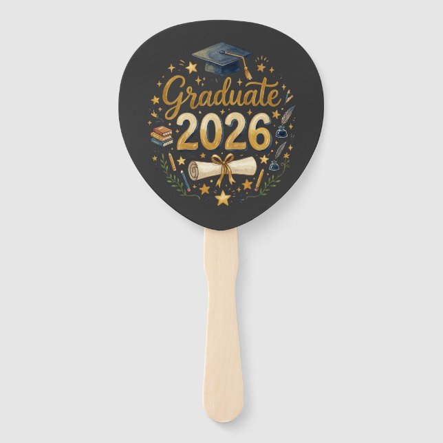 Custom Graduation Class of 2026 Personalized Famil Hand Fan (Front)