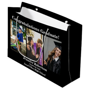 Custom Graduation Class of 3 Photo Collage Name Large Gift Bag