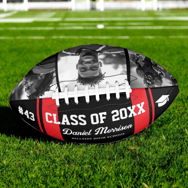 Custom Graduation Class of Senior 3 Photo Football (Creator Uploaded)