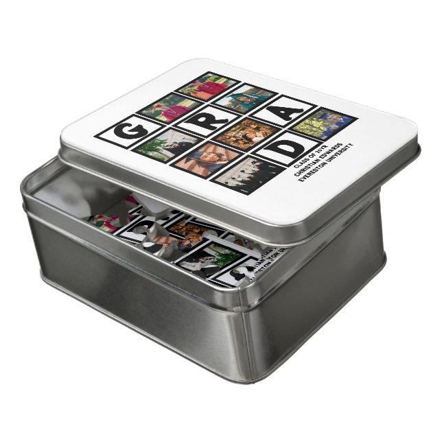 Custom Graduation Class Of Year 8 Photo Collage  Jigsaw Puzzle (Lid Open)