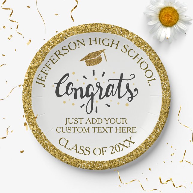 Custom Graduation Congrats Grad Gold Class of 20XX Paper Plates (Creator Uploaded)