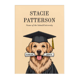 Custom Graduation Cute Golden Retriever Dog Acrylic Print