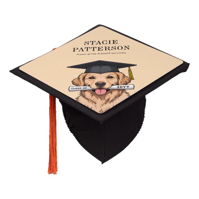 Custom Graduation Cute Golden Retriever Dog Cap Topper (Angled)