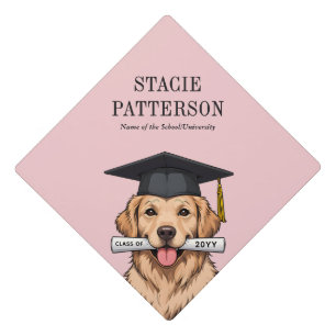 Custom Graduation Cute Golden Retriever Dog Cap Topper