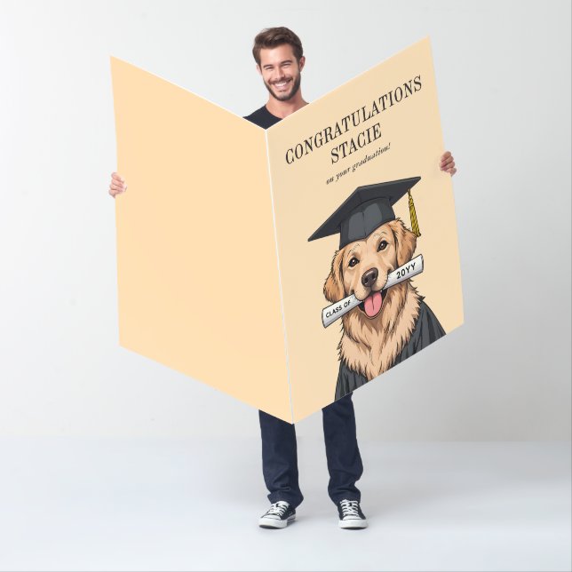 Custom Graduation Cute Golden Retriever Dog Card (In Situ)