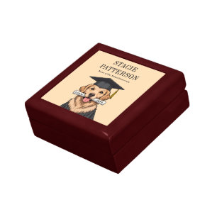 Custom Graduation Cute Golden Retriever Dog Gift Box