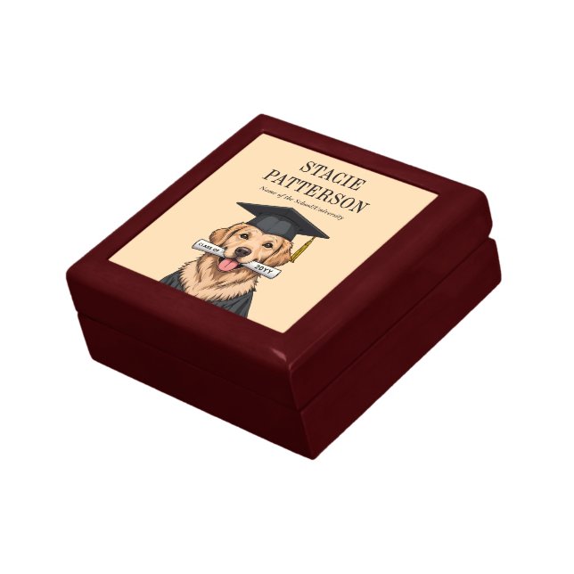 Custom Graduation Cute Golden Retriever Dog Gift Box (Side)