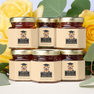 Custom Graduation Cute Golden Retriever Dog Honey Jar Favors