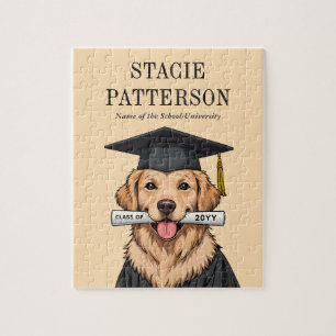 Custom Graduation Cute Golden Retriever Dog Jigsaw Puzzle