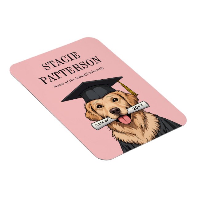 Custom Graduation Cute Golden Retriever Dog Magnet (Right Side)