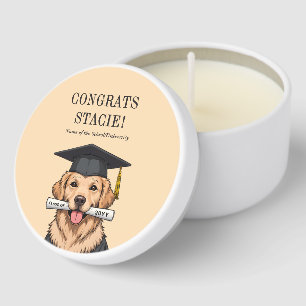 Custom Graduation Cute Golden Retriever Dog Mini Candle Favors