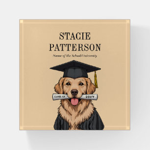 Custom Graduation Cute Golden Retriever Dog Paperweight