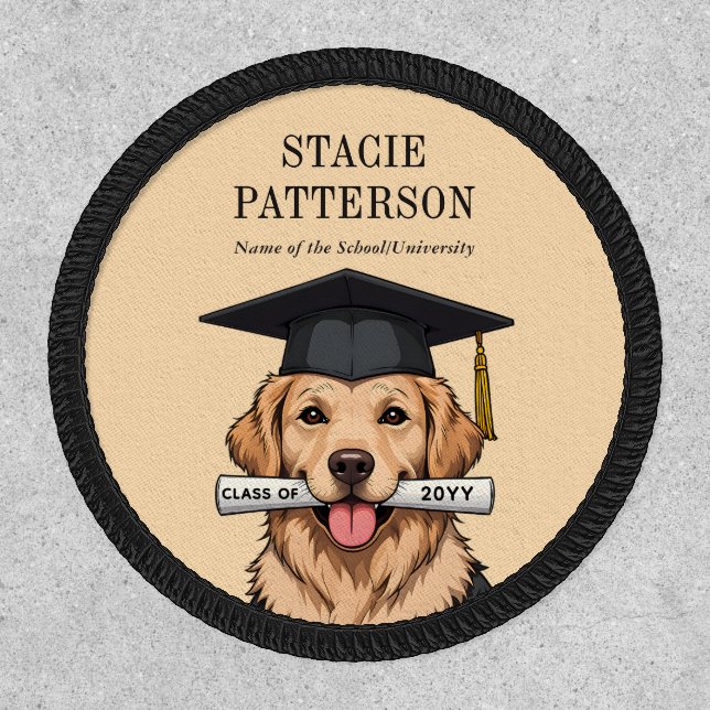 Custom Graduation Cute Golden Retriever Dog Patch (Front)