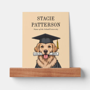 Custom Graduation Cute Golden Retriever Dog Picture Ledge