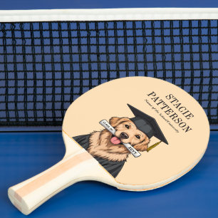 Custom Graduation Cute Golden Retriever Dog Ping Pong Paddle
