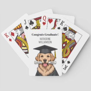 Custom Graduation Cute Golden Retriever Dog Poker Cards