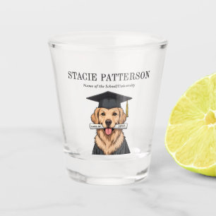 Custom Graduation Cute Golden Retriever Dog Shot Glass