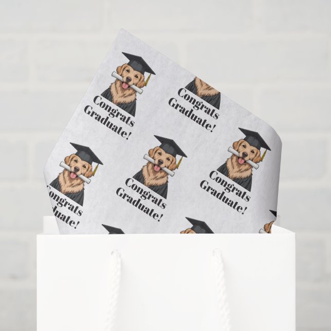Custom Graduation Cute Golden Retriever Dog Tissue Paper (Gift Bag)