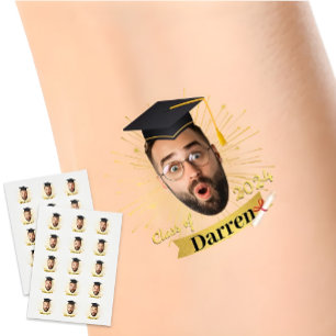 Custom Graduation Face, Name & Year Tattoo Sheet