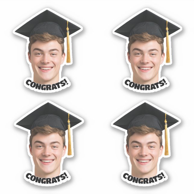 Custom Graduation Face Photo Sticker (Front)