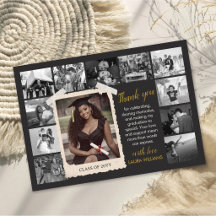 Custom Graduation Favor Card, Retro Photo Collage