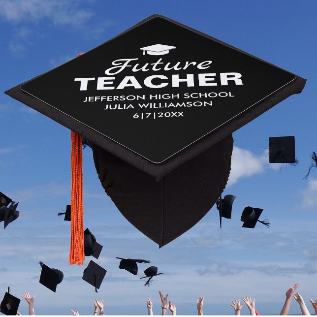 Custom Graduation Future Teacher Name Class 20XX Graduation Cap Topper (Creator Uploaded)