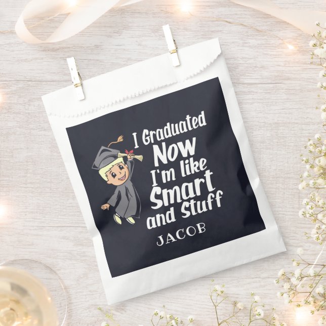 Custom Graduation Gag I Graduated Cartoon Name Favor Bag (Clipped)