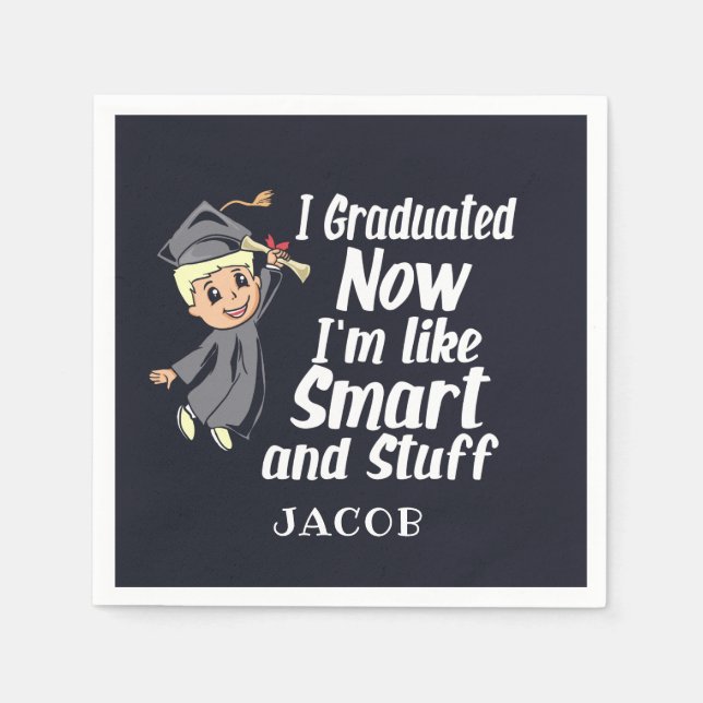 Custom Graduation Gag I Graduated Cartoon Name Napkins (Front)