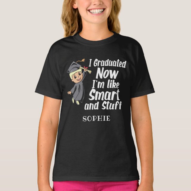 Custom Graduation Gag I Graduated Cartoon Name T-Shirt (Front)