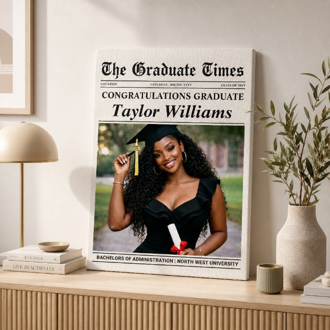 Custom Graduation Gift, Graduation Newspaper Photo Canvas Print (Custom Graduation Gift, Graduation Newspaper Photo Canvas Print)