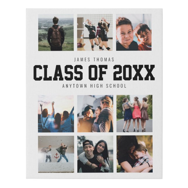 Custom Graduation Gift Keepsake Photo Collage Faux Canvas Print (Front)