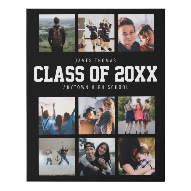 Custom Graduation Gift Keepsake Photo Collage Faux Canvas Print (Front)