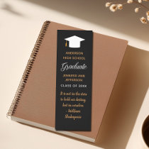 Custom Graduation Inspirational Quote Black Gold Bookmarks