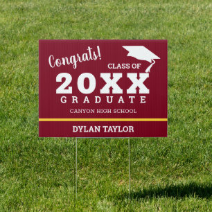 Custom Graduation Maroon and Gold Yard Sign