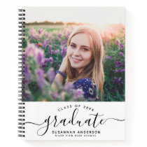 Custom Graduation Modern Chic Script Photo Guest Notebook Custom Graduation Modern Chic Script Photo Guest Notebook