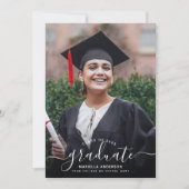 Custom Graduation Modern Elegant Script Photo Invitation (Front)