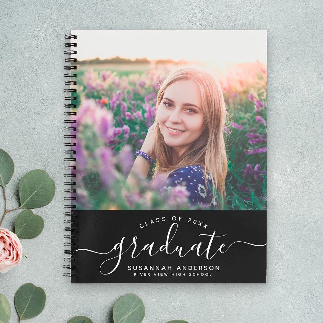 Custom Graduation Modern Elegant Script Photo  Notebook (Creator Uploaded)