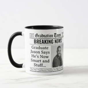 Custom Graduation Mug, Fun Personalized Newspaper Mug