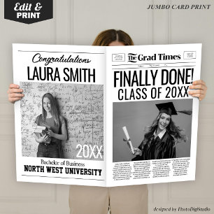 Custom Graduation Newspaper Announcement Card Prop