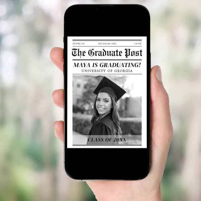 Custom Graduation Newspaper Cover Party Invitation (Front Digital)