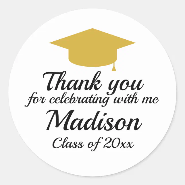 Custom Graduation Party Favor Thank you Stickers | Zazzle