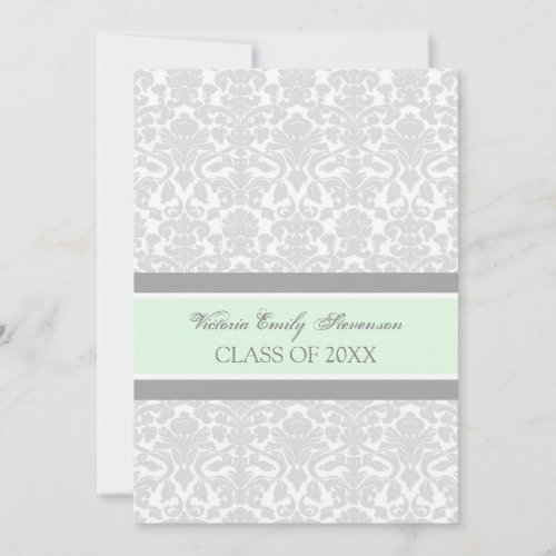 Custom Graduation Party Invitation Card Mint Gray