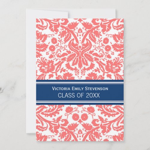 Custom Graduation Party Invitation Coral Blue