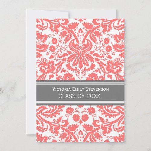 Custom Graduation Party Invitation Coral Gray