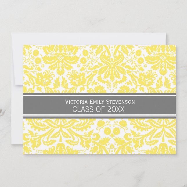 Custom Graduation Party Invitation Lemon Gray (Front)